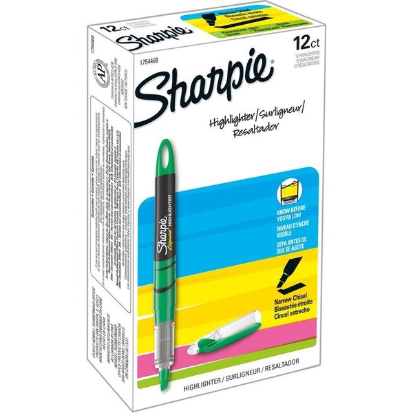 Sharpie Liquid Highlighter, Chisel Point, Fluorescent. Green 12PK SAN1754468